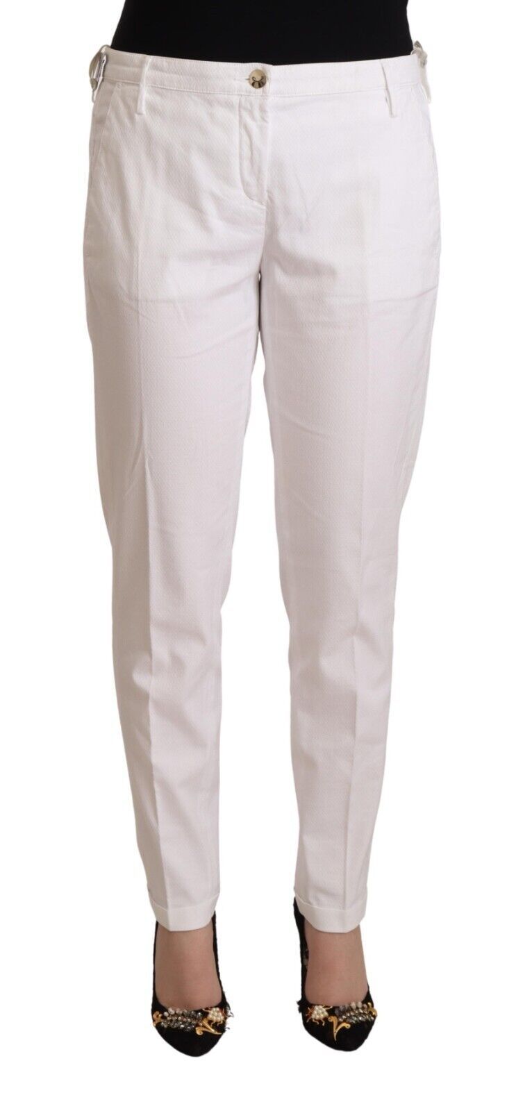 Jacob Cohen White Mid Waist Tapered Birgitte Pants | Regal Royce
