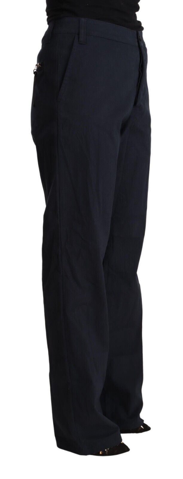 Exte Black High Waist Tapered Cotton Pants | Regal Royce