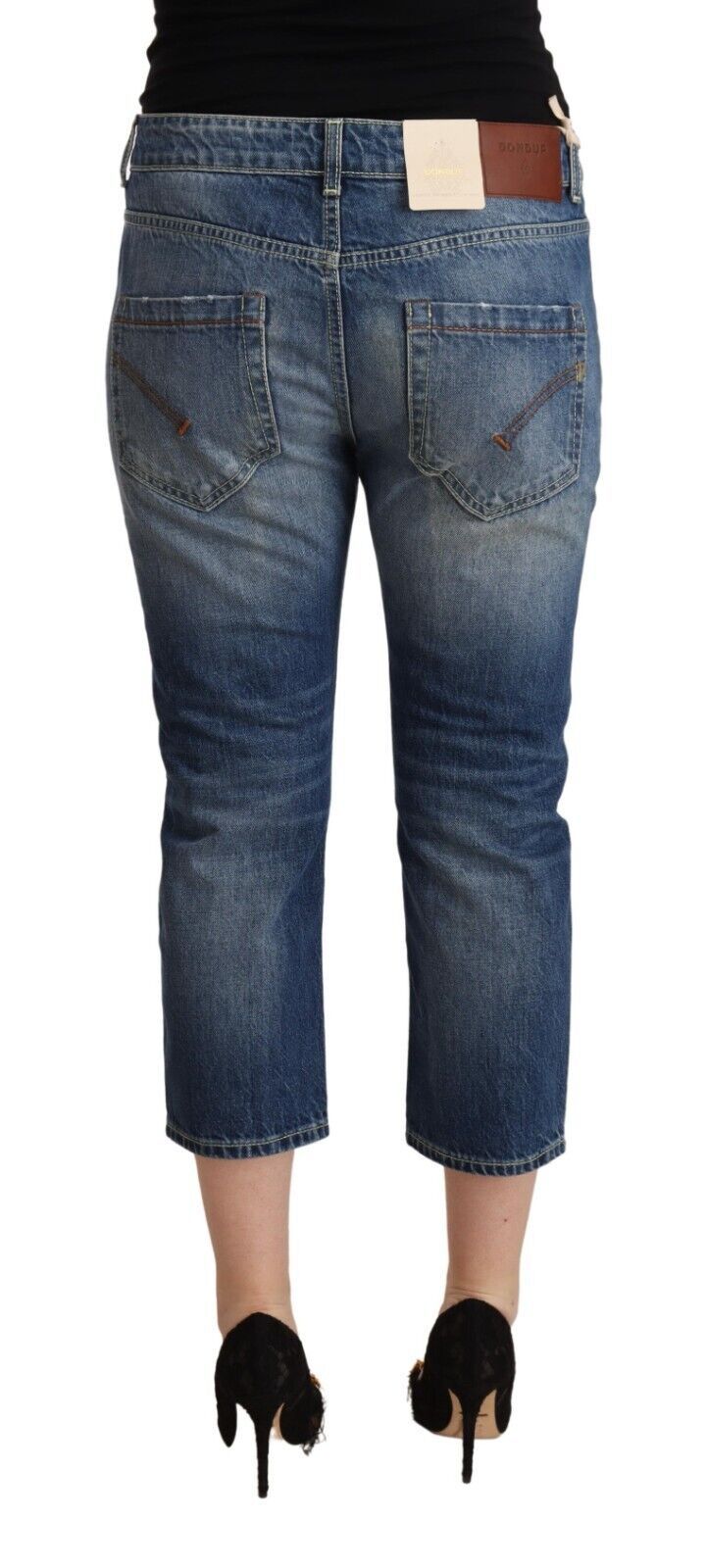 Dondup Blue Washed Mid Waist Capri Denim Jeans | Regal Royce