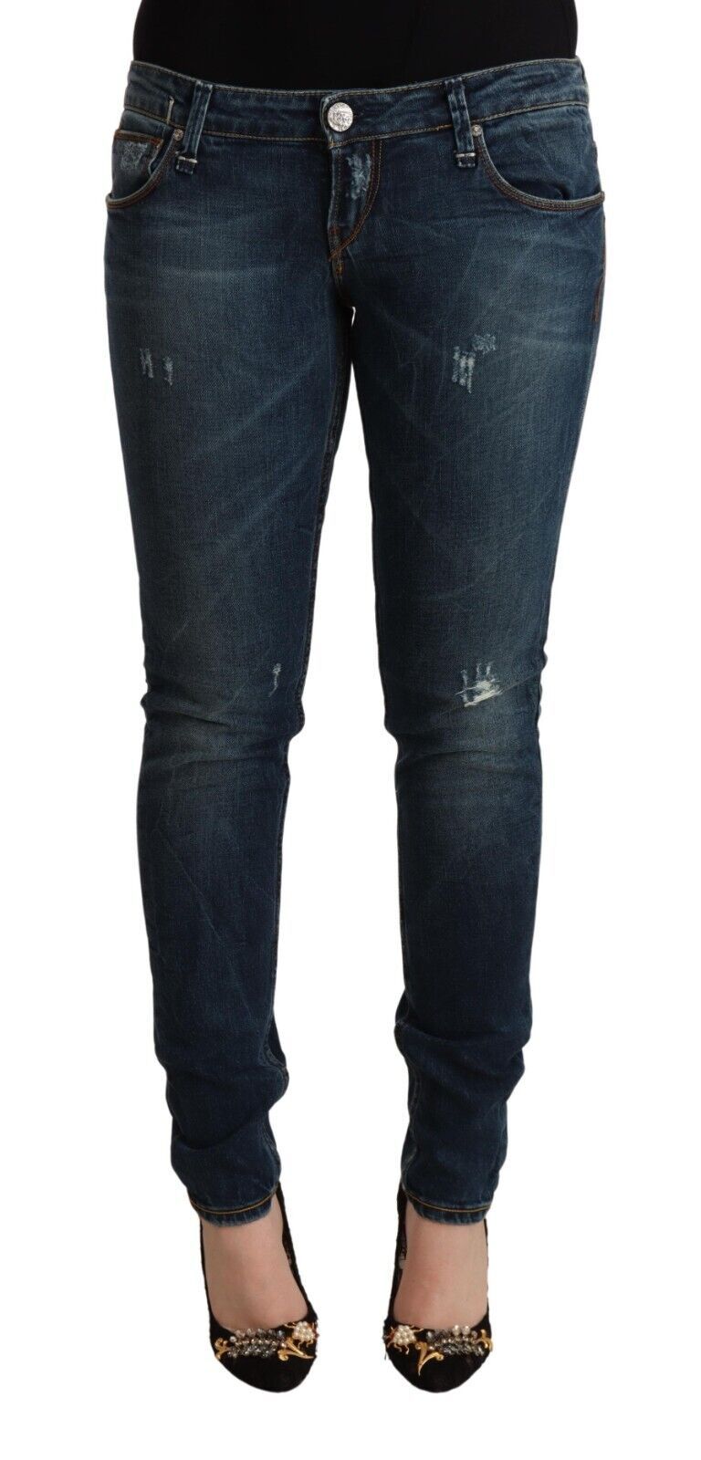 Acht Blue Washed Low Waist Slim Fit Denim Jeans | Regal Royce