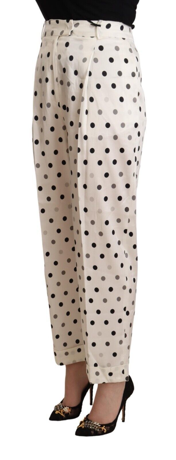 Ermanno Scervino White Polka Dotted High Waist Tapered Pants | Regal Royce