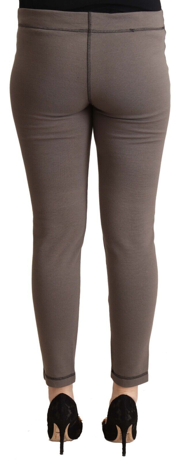 John Galliano Gray Cotton Mid Waist Stretch Leggings Cropped Pants | Regal Royce