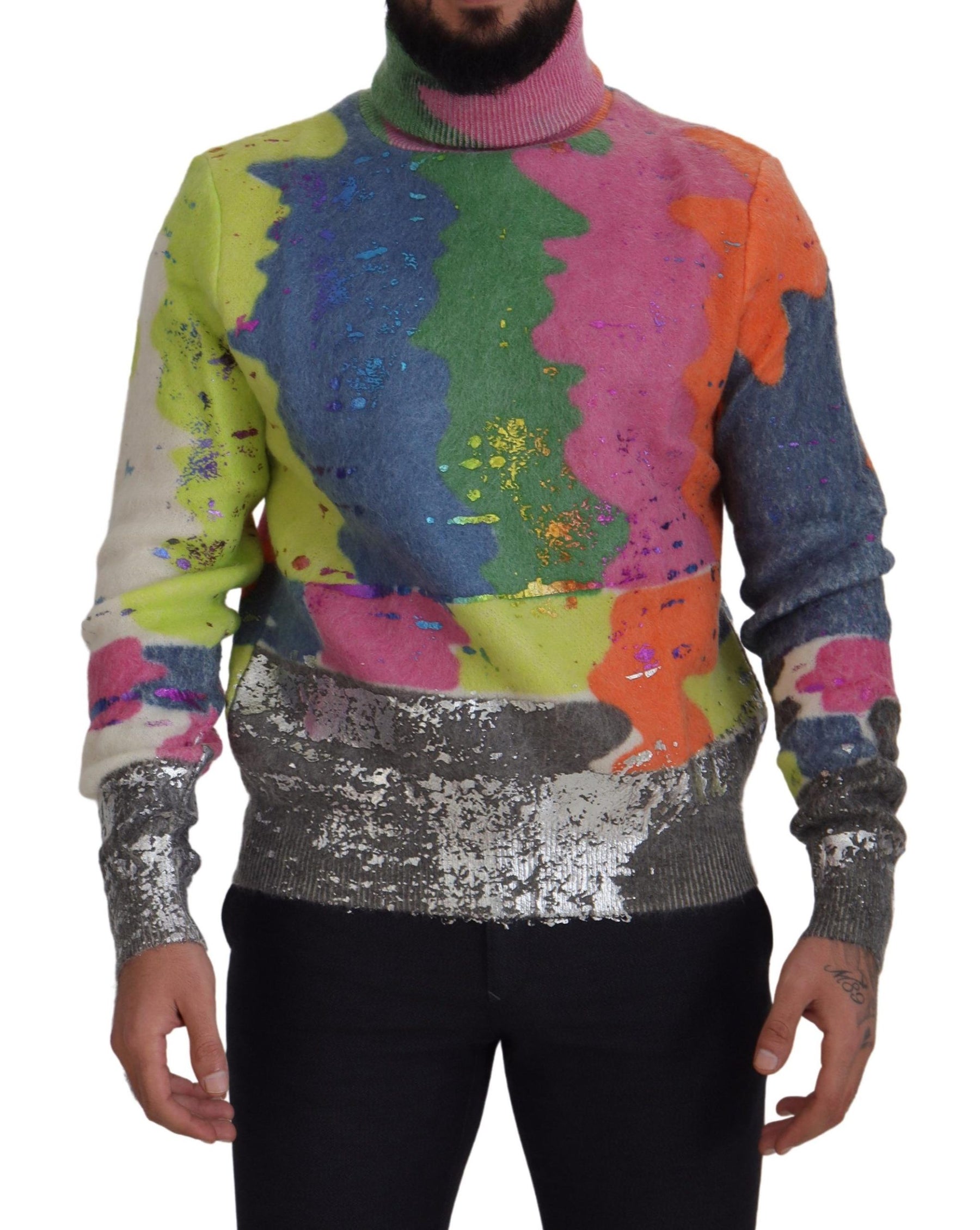 Dolce & Gabbana Multicolor Turtleneck Pullover Mohair Sweater | Regal Royce