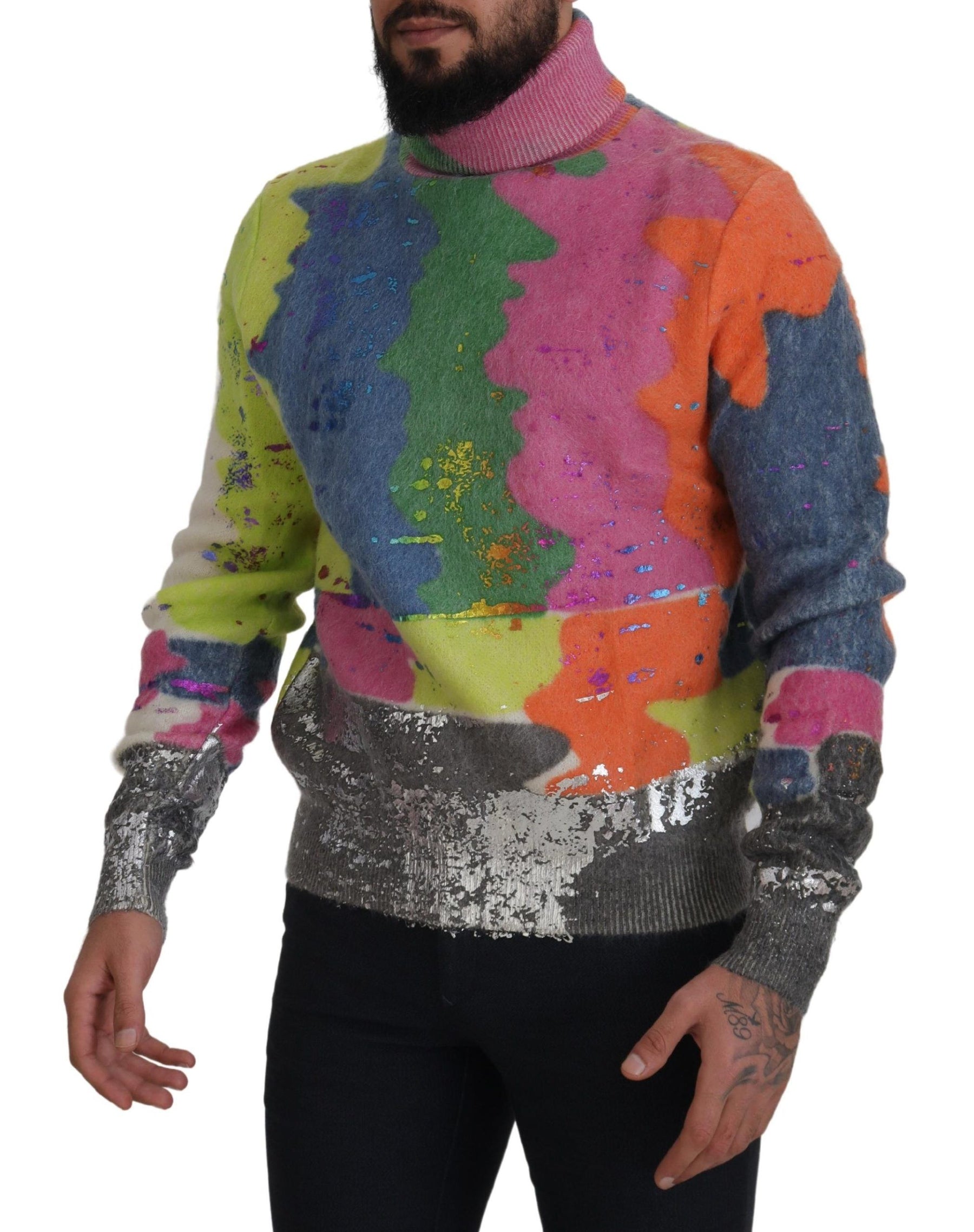 Dolce & Gabbana Multicolor Turtleneck Pullover Mohair Sweater | Regal Royce