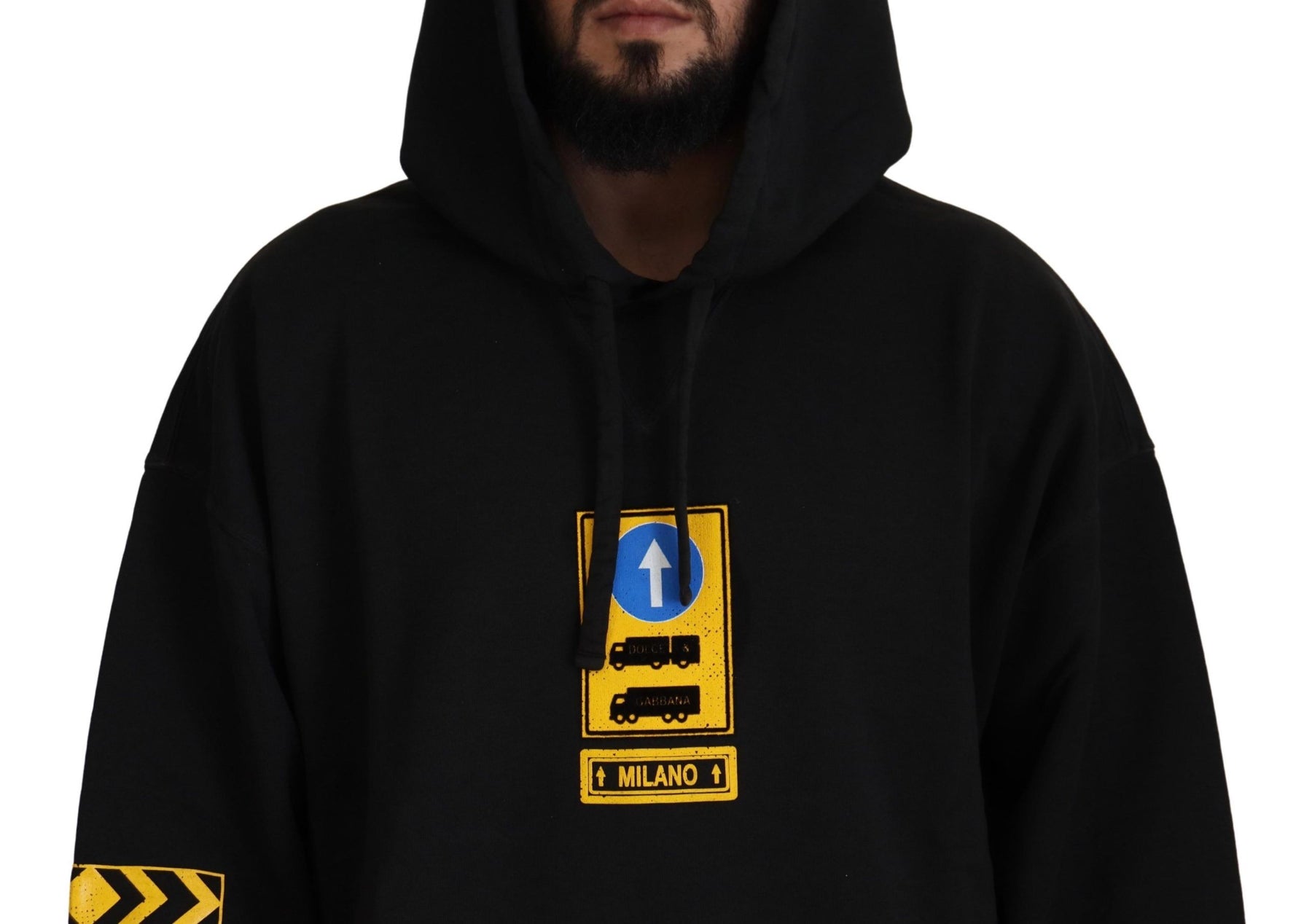 Dolce & Gabbana Black Cotton Hooded DG Shield Pullover Sweater | Regal Royce