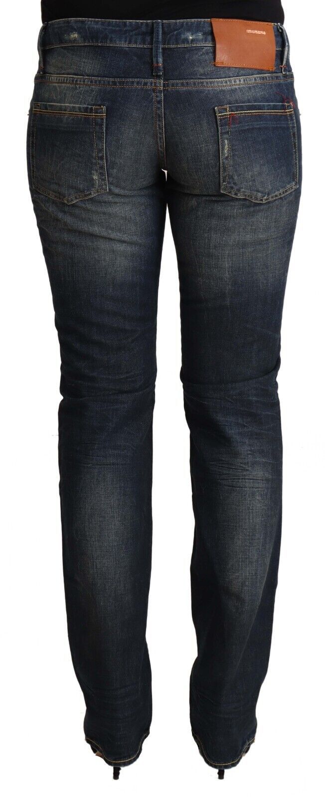 Acht Blue Washed Cotton Low Waist Skinny Denim Jeans | Regal Royce
