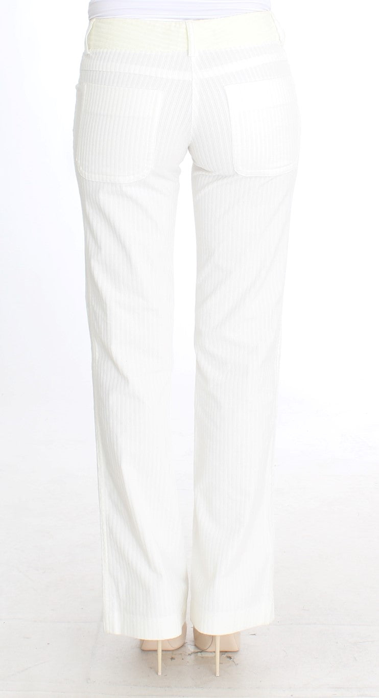 Ermanno Scervino White Striped Straight Fit Pants | Regal Royce