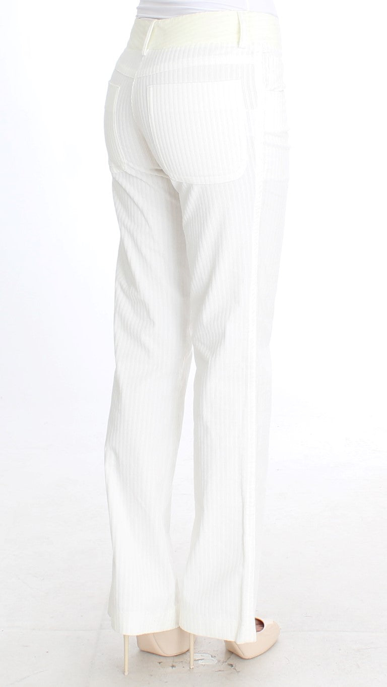 Ermanno Scervino White Striped Straight Fit Pants | Regal Royce