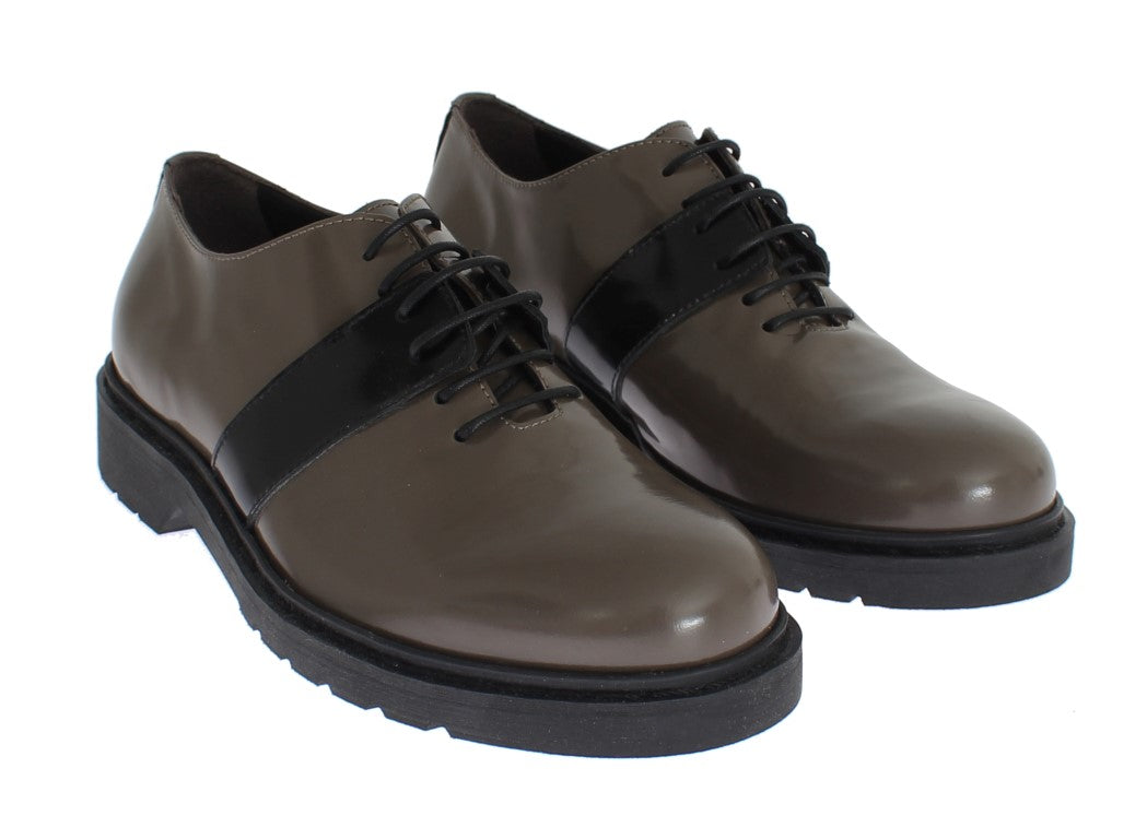 AI_ Gray Brown Leather Laceups Shoes | Regal Royce