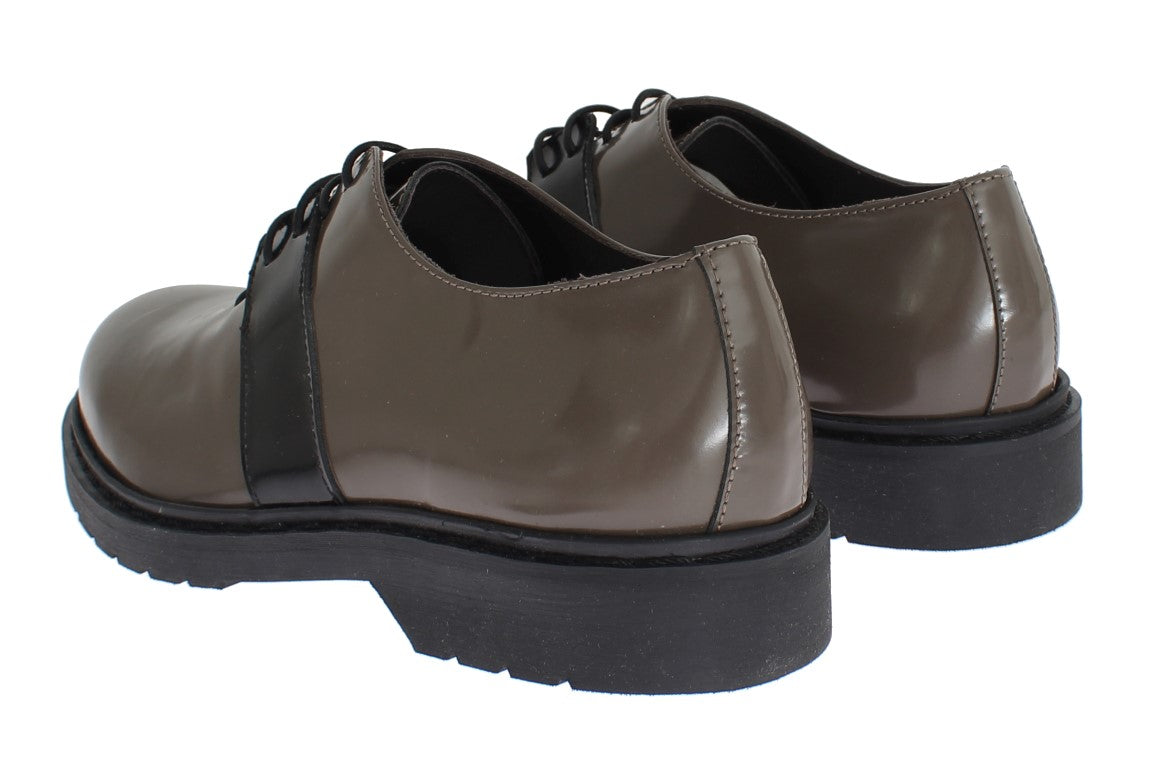 AI_ Gray Brown Leather Laceups Shoes | Regal Royce