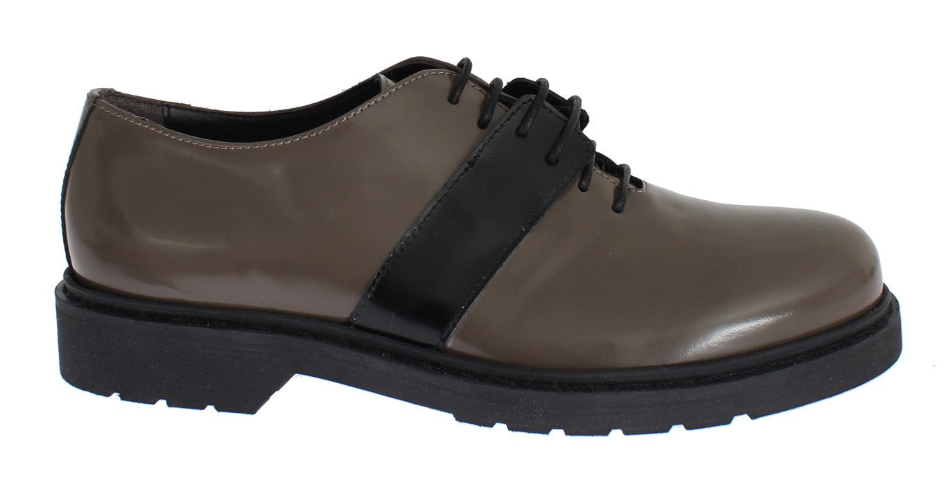 AI_ Gray Brown Leather Laceups Shoes | Regal Royce