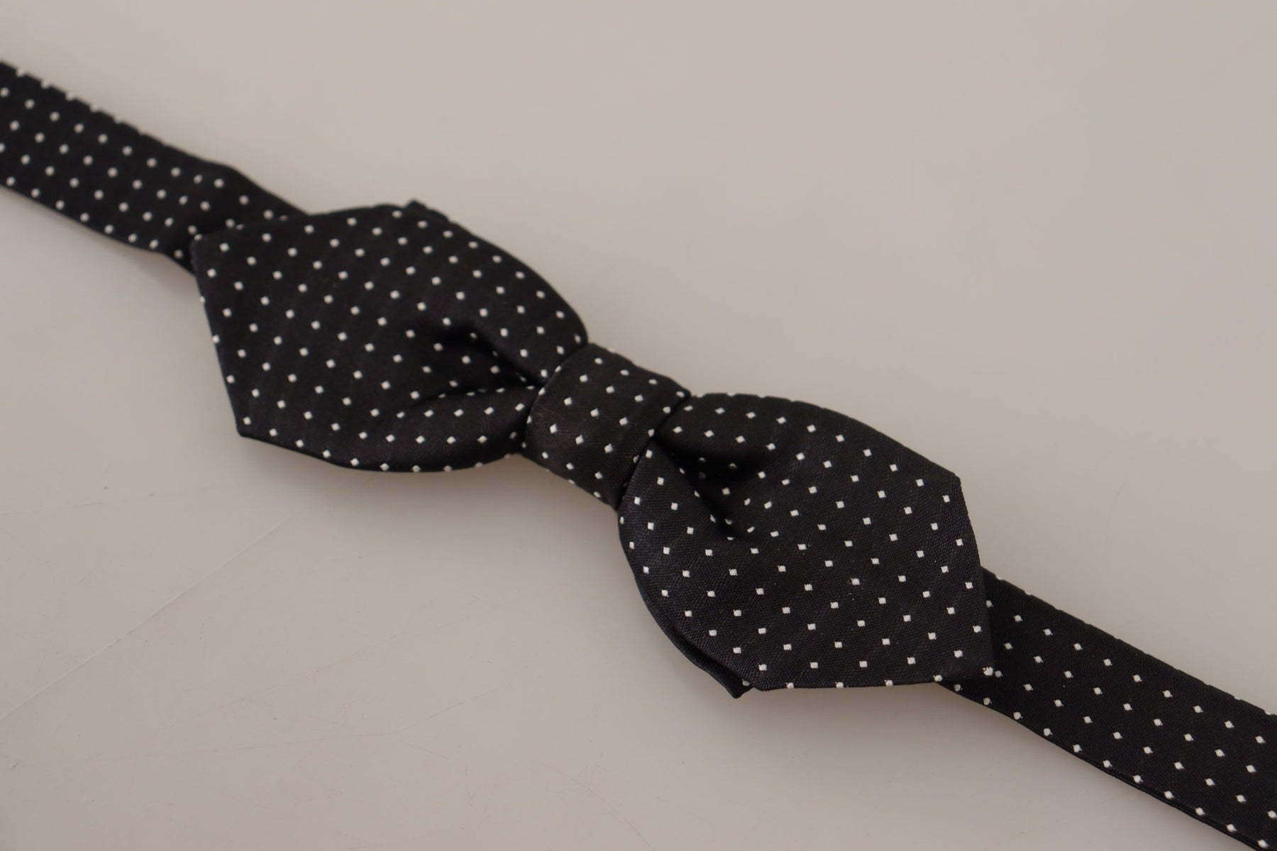 Dolce & Gabbana Black White Polka Dot Adjustable Neck Papillon Bow Tie | Regal Royce