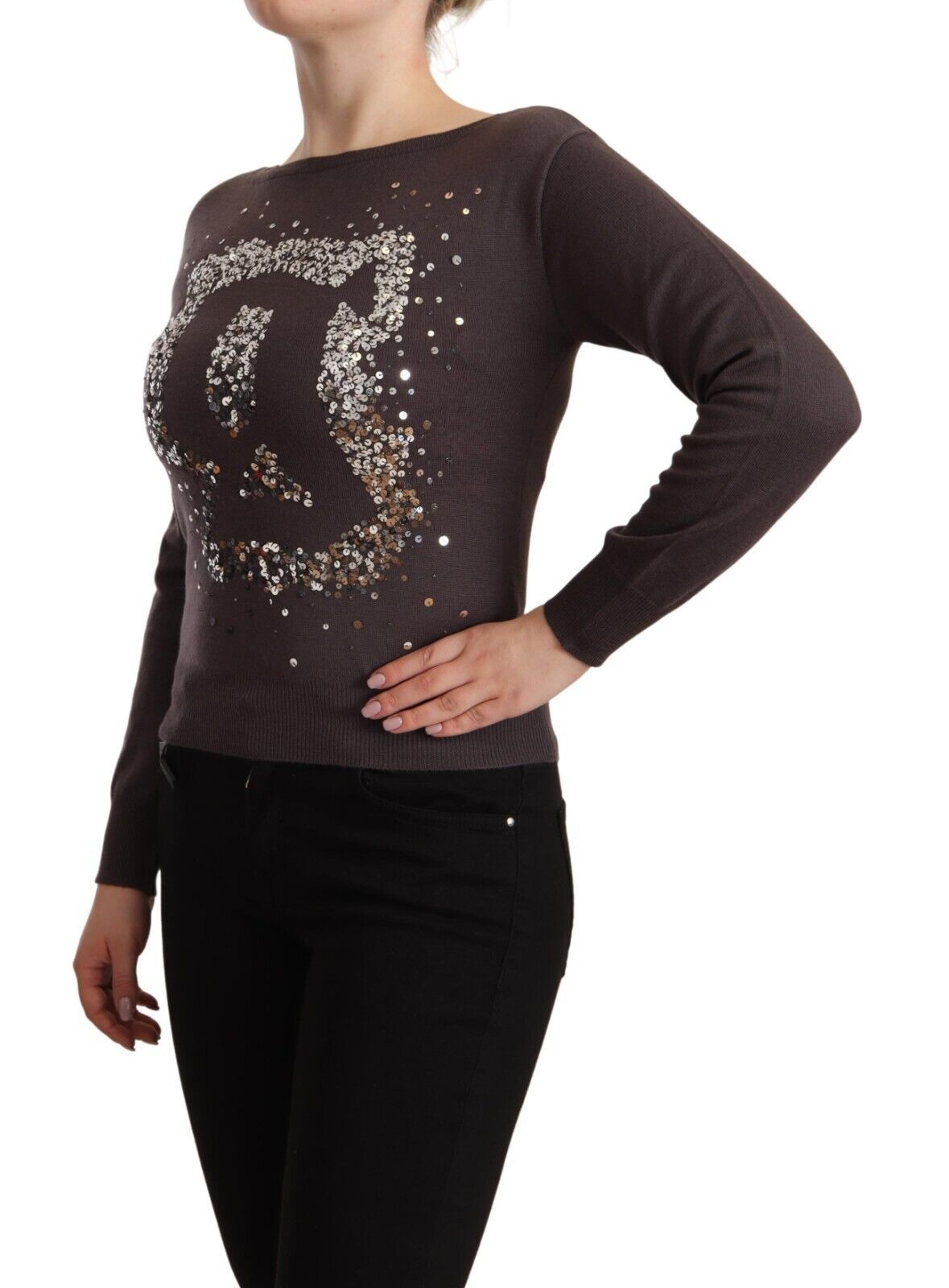 John Galliano Brown Wool Sequined Long Sleeves Pullover Sweater | Regal Royce