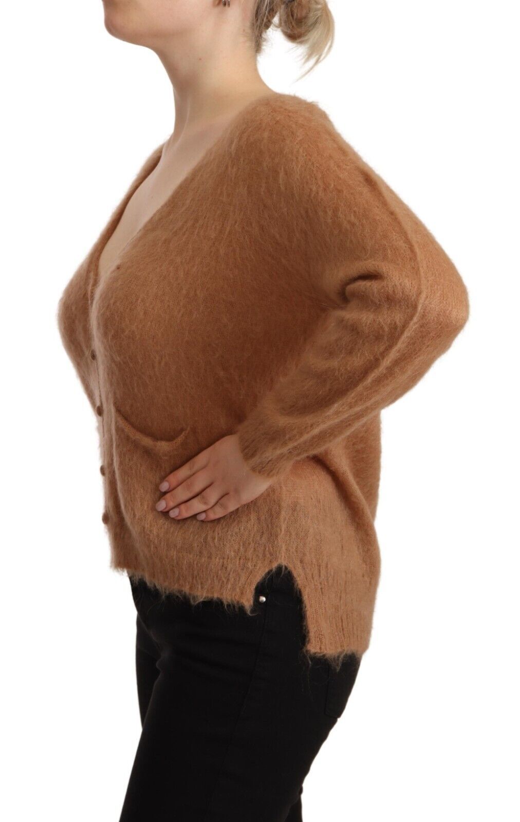 PINK MEMORIES Brown Cardigan V-Neck Long Sleeve Sweater | Regal Royce