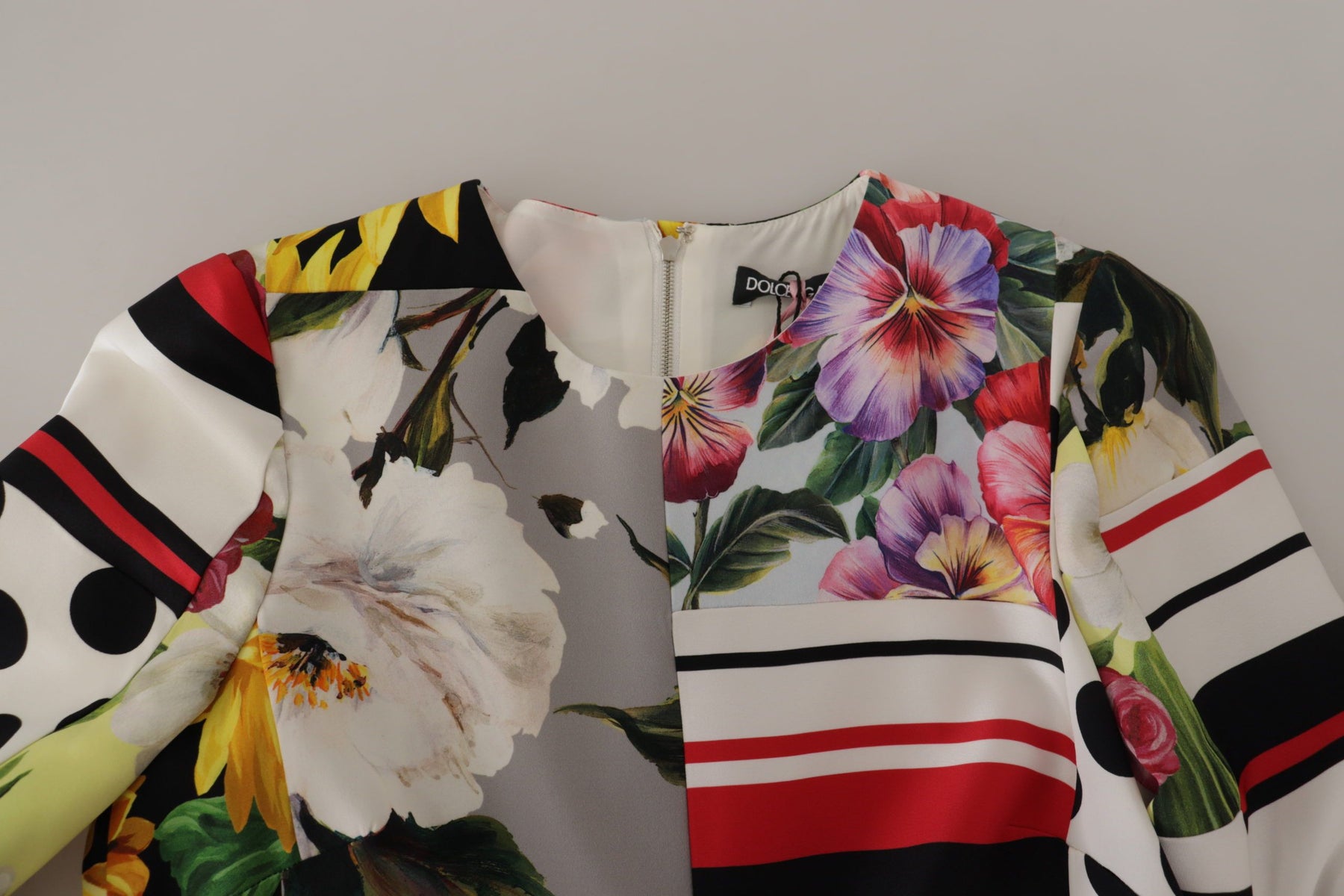 Dolce & Gabbana Multicolor Charmeuse Floral Sheath Jaquard Pachwork Dress | Regal Royce