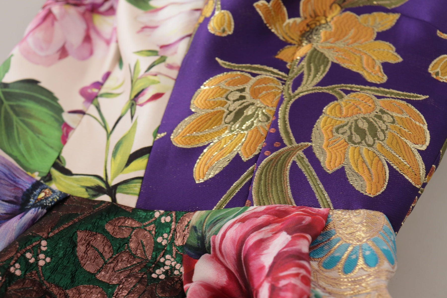 Dolce & Gabbana Dress Midi Patchwork Floral Jaquard Silk | Regal Royce