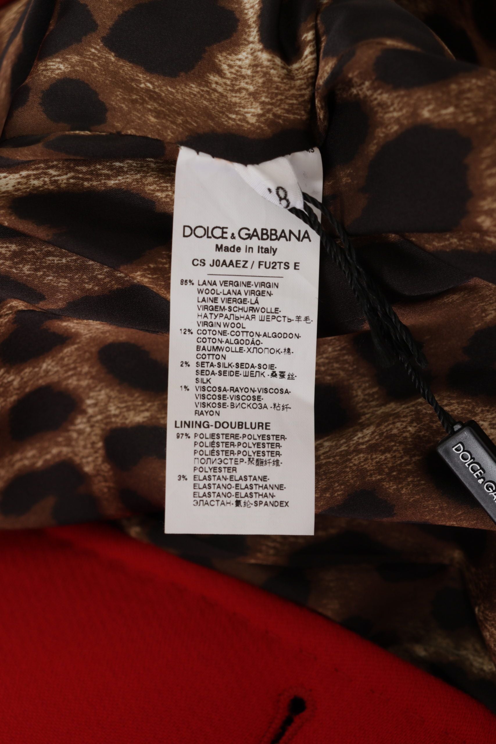 Dolce & Gabbana Red Leopard Wool Trenchcoat Jacket | Regal Royce