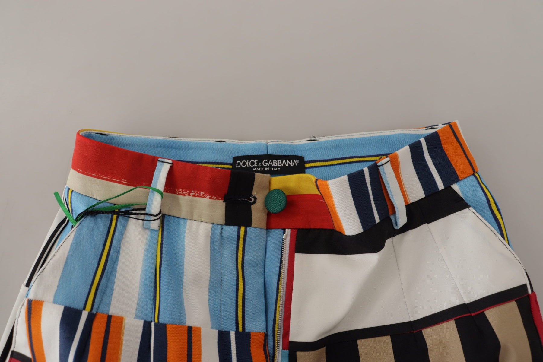 Dolce & Gabbana Multicolor Striped High Waist Cotton Pants | Regal Royce