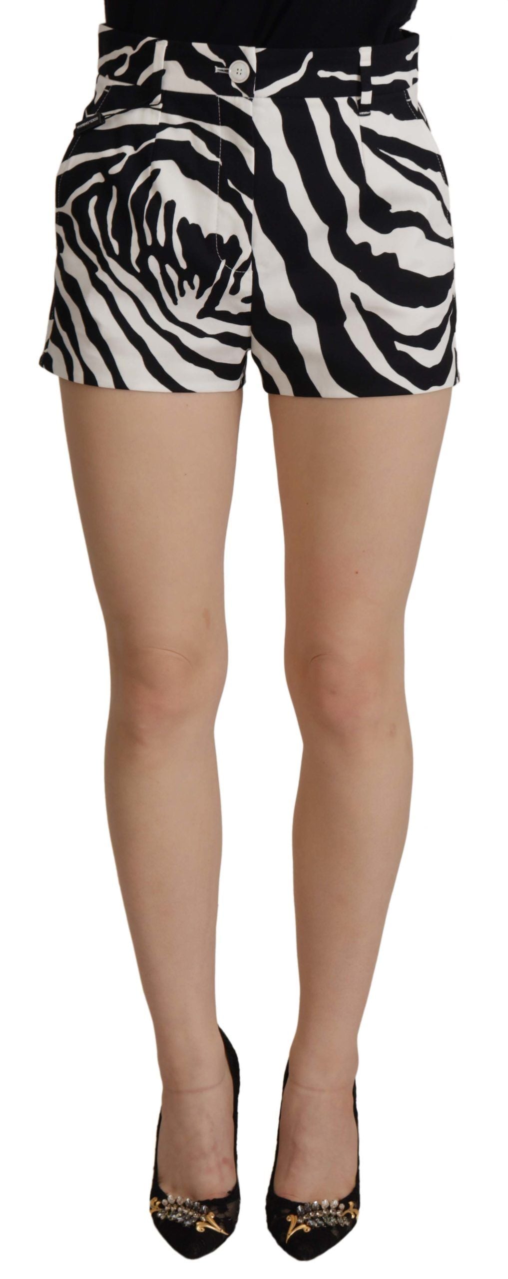Dolce & Gabbana Black White Cotton Stretch Hot Pants Shorts | Regal Royce