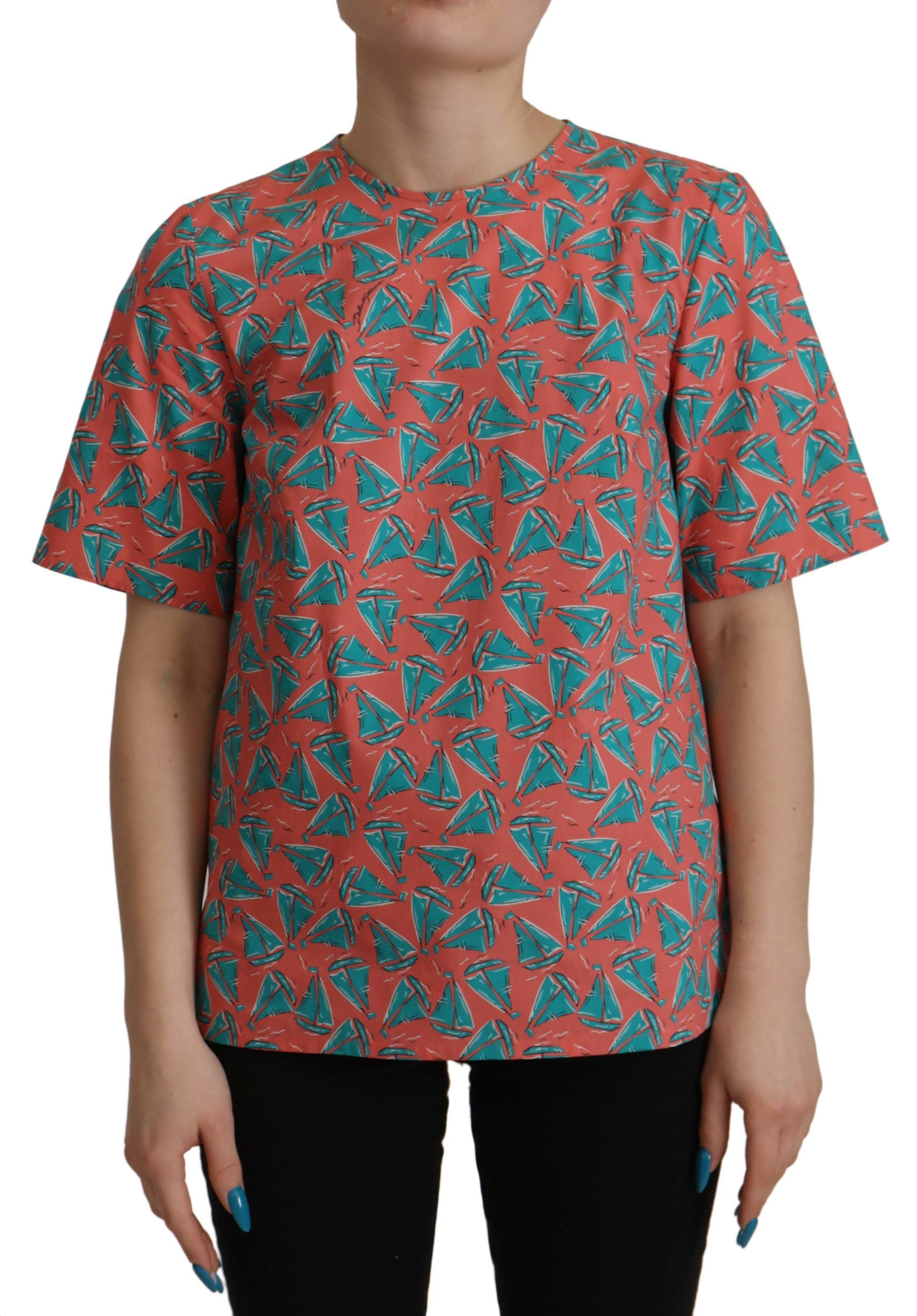 Dolce & Gabbana Pink Sail Boat Print Cotton T-shirt | Regal Royce