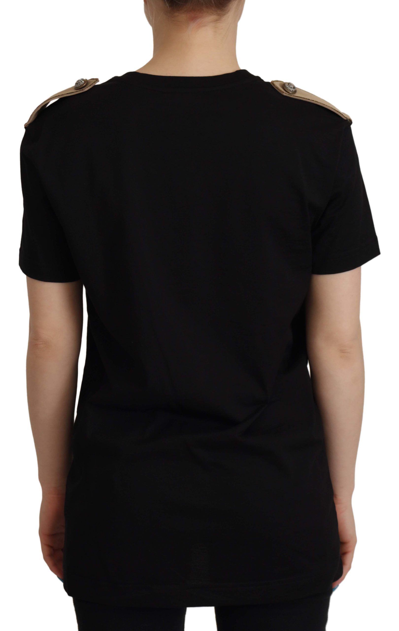 Dolce & Gabbana Black Logo Motive Crewneck Cotton T-shirt | Regal Royce