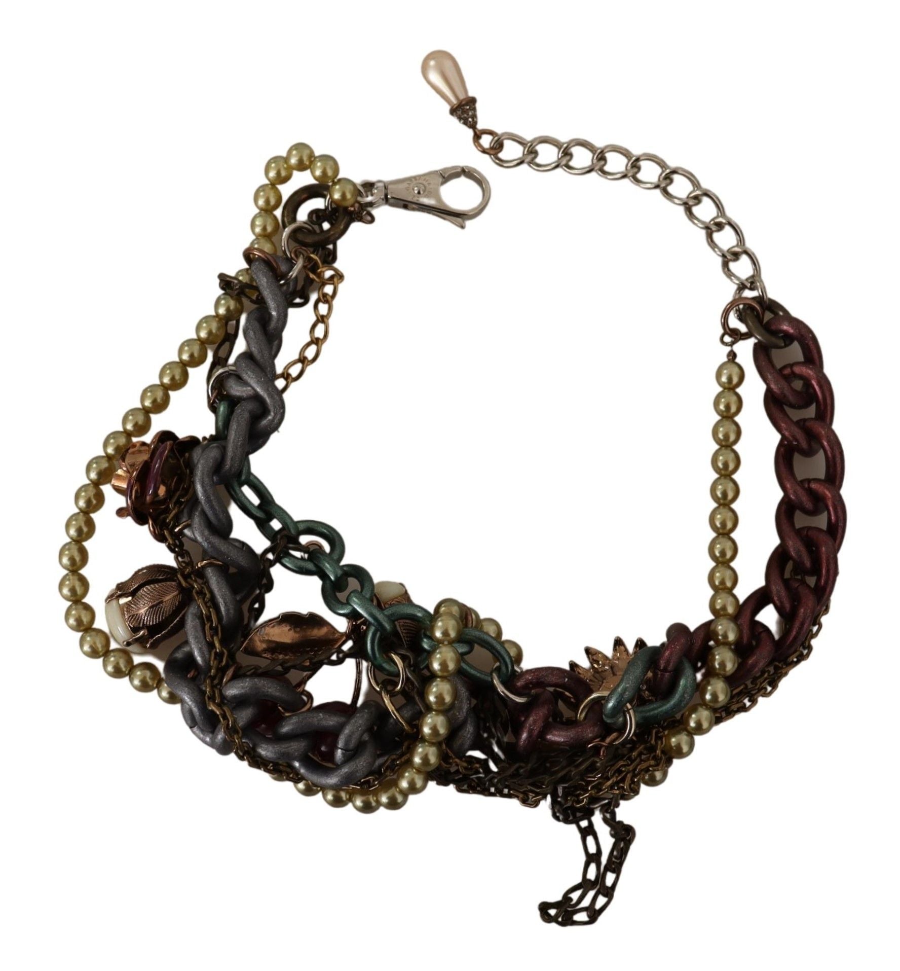 Dolce & Gabbana Gold Brass Sicily Floral Crystal Statement Necklace | Regal Royce