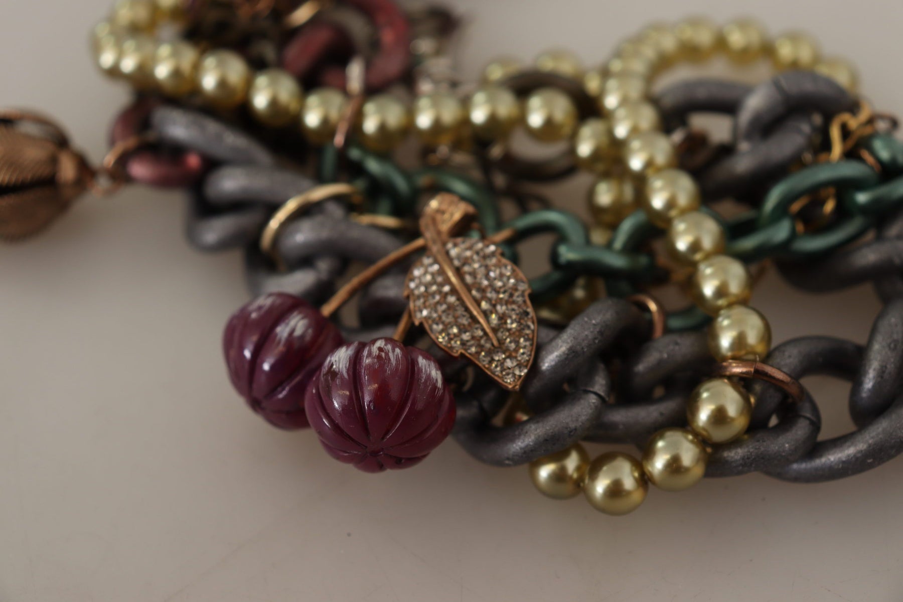 Dolce & Gabbana Gold Brass Sicily Floral Crystal Statement Necklace | Regal Royce