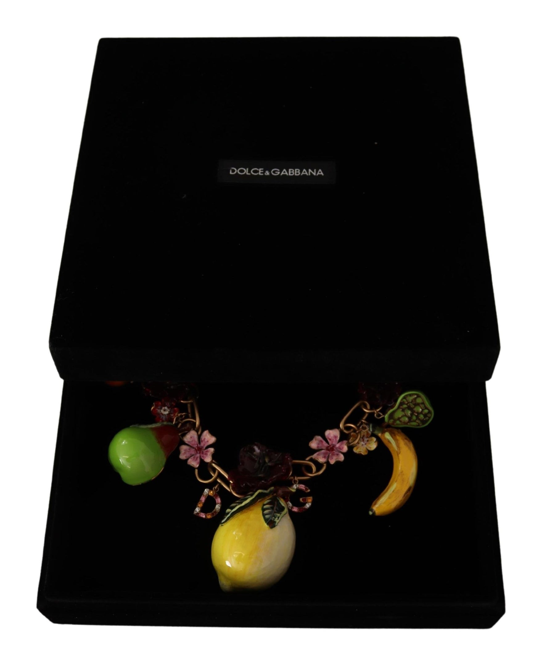 Dolce & Gabbana Gold Brass Sicily Fruits Roses Statement Necklace | Regal Royce