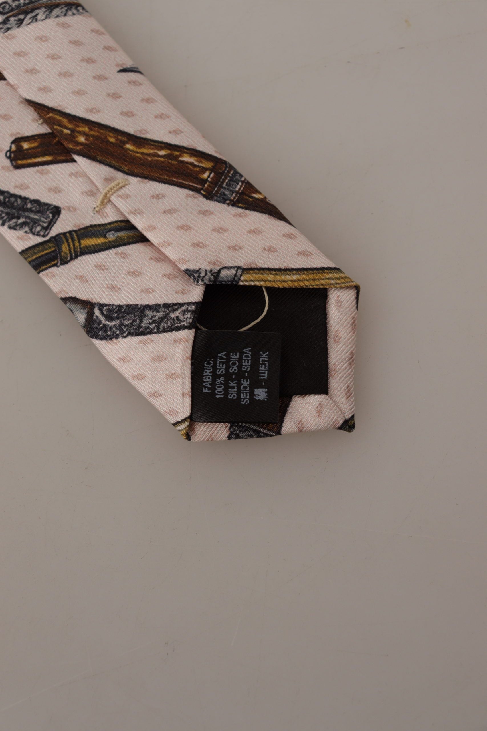 Dolce & Gabbana Pink Pen Dots Print 100% Silk Adjustable Neck Accessory Tie | Regal Royce