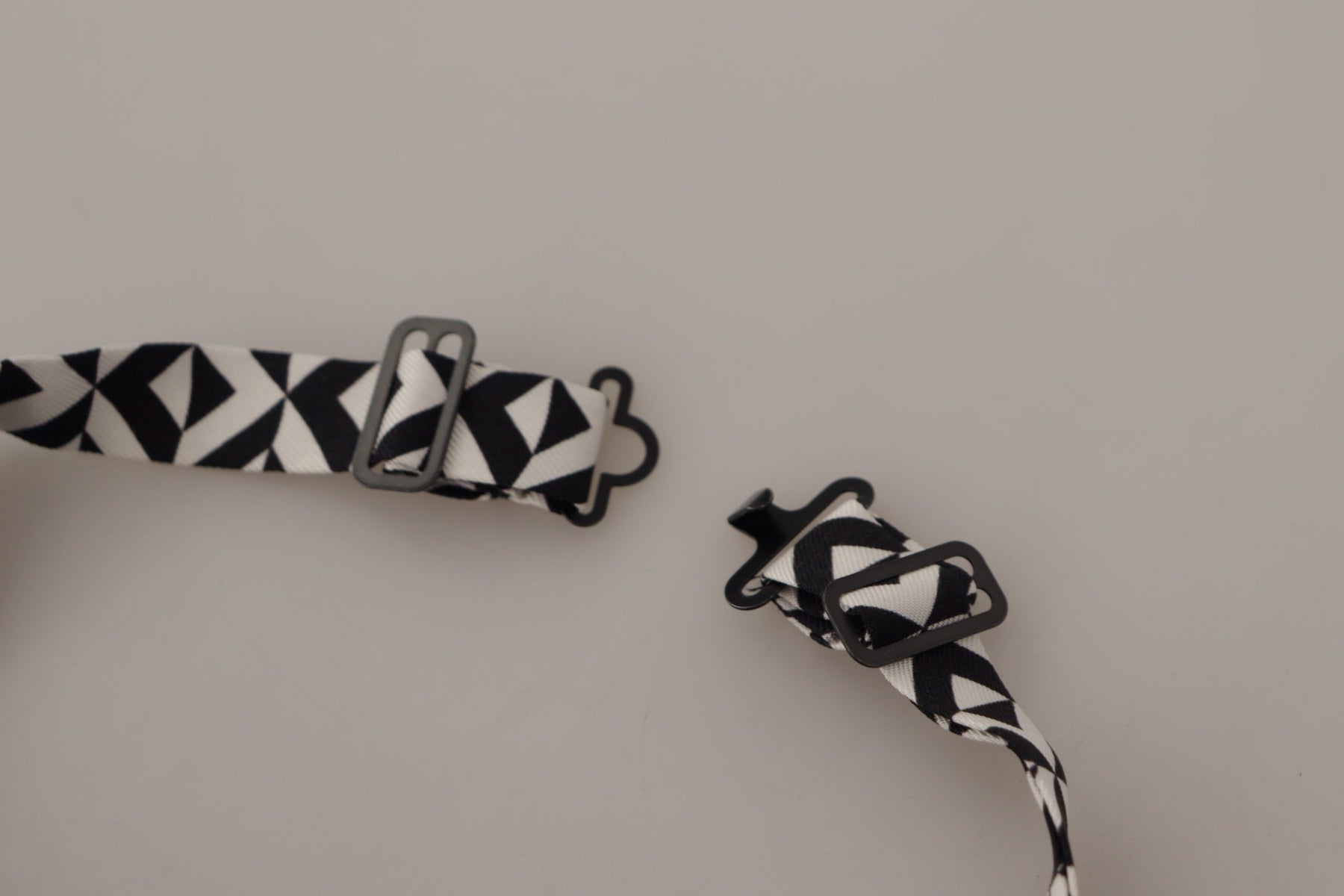 Dolce & Gabbana Black White Geometric 100% Silk Adjustable Accessory Tie | Regal Royce
