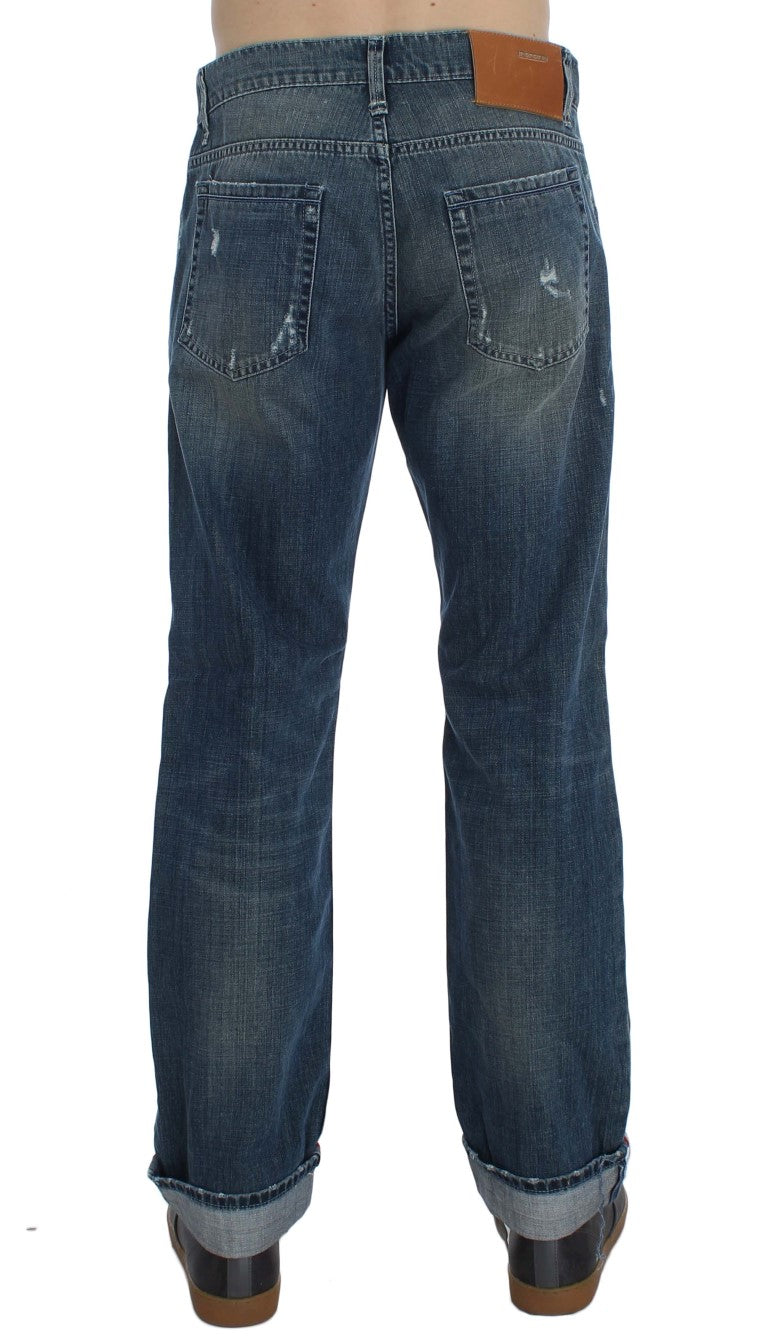 Acht Blue Wash Cotton Denim Regular Fit Jeans | Regal Royce