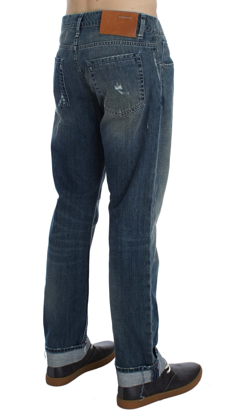 Acht Blue Wash Cotton Denim Regular Fit Jeans | Regal Royce