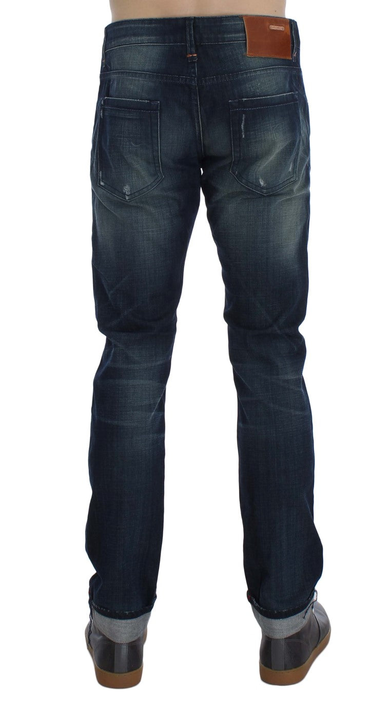 Acht Blue Wash Cotton Denim Slim Fit Jeans | Regal Royce