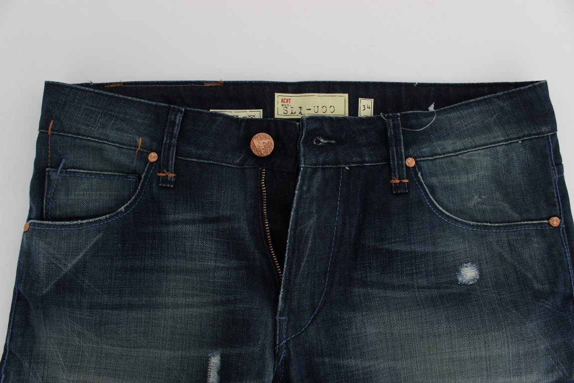 Acht Blue Wash Cotton Denim Slim Fit Jeans | Regal Royce