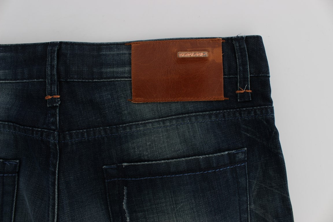 Acht Blue Wash Cotton Denim Slim Fit Jeans | Regal Royce