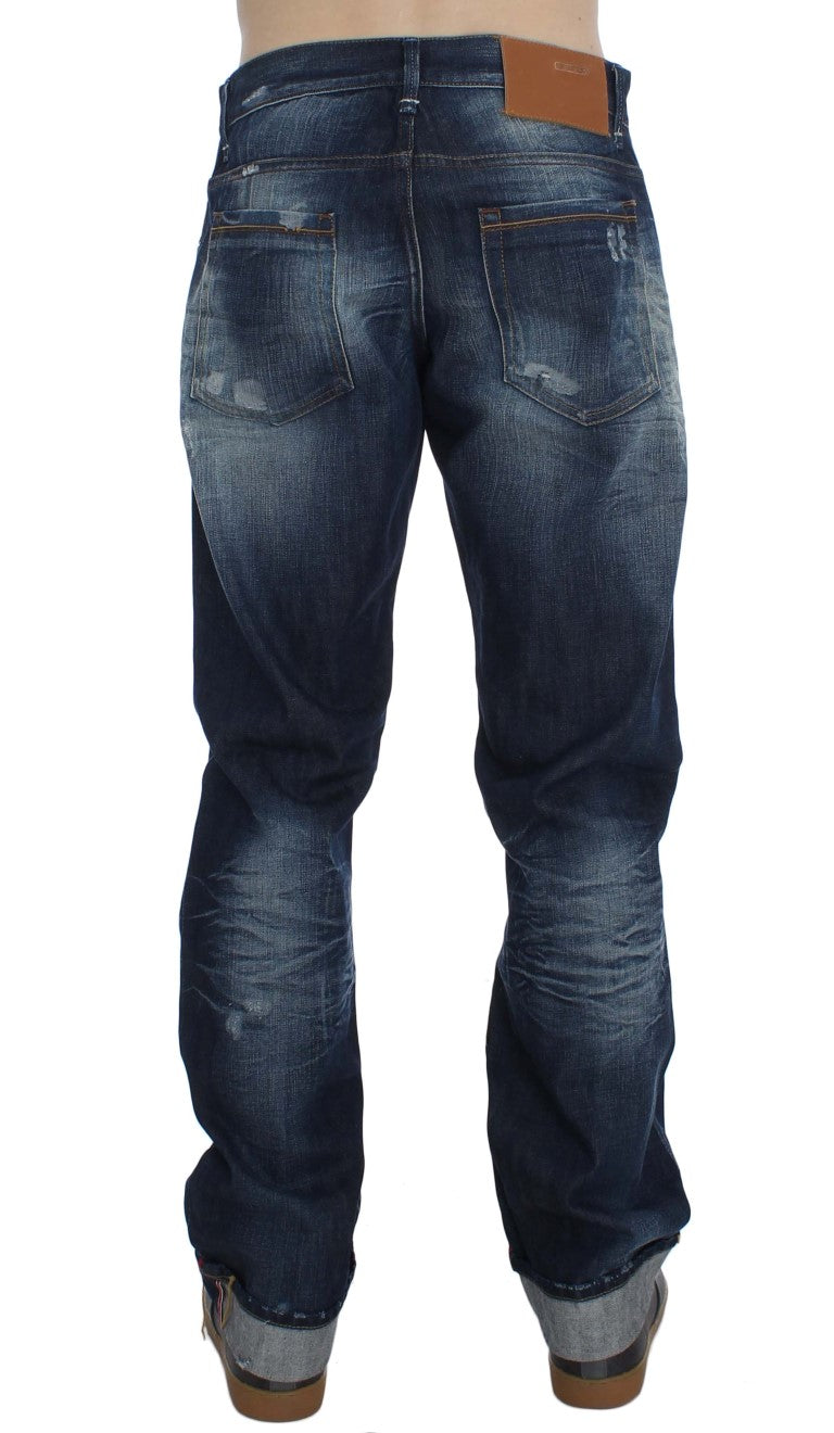 Acht Blue Wash Cotton Denim Regular Fit Jeans | Regal Royce