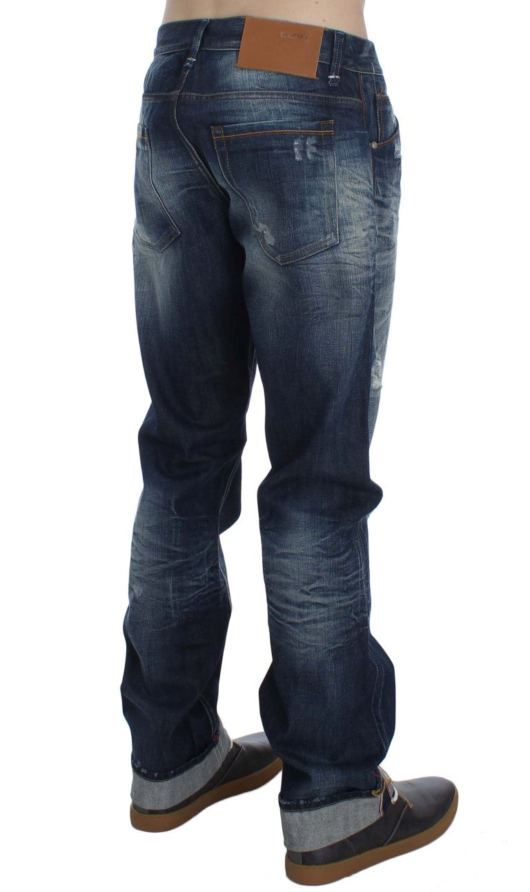 Acht Blue Wash Cotton Denim Regular Fit Jeans | Regal Royce