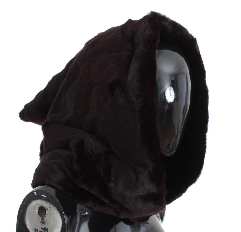 Dolce & Gabbana Purple Weasel Fur Crochet Hood Scarf Hat | Regal Royce
