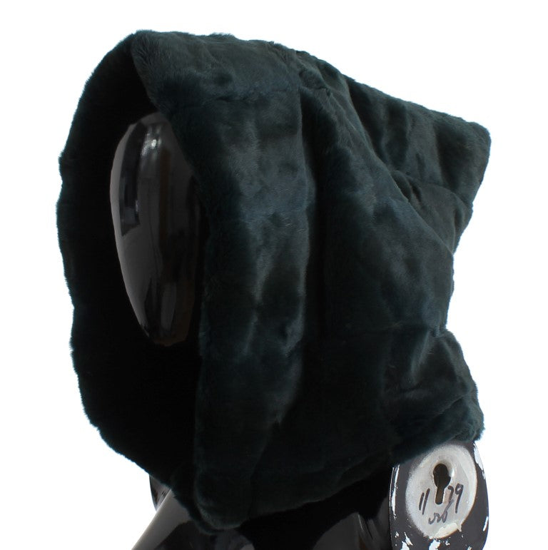 Dolce & Gabbana Green Weasel Fur Crochet Hood Scarf Hat | Regal Royce