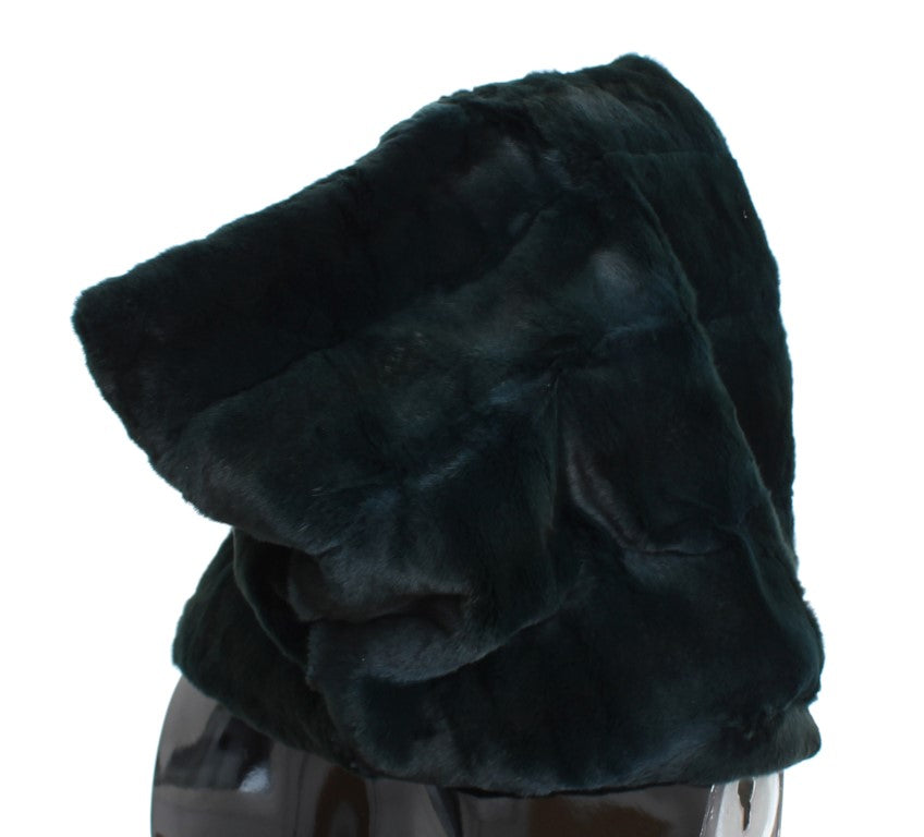 Dolce & Gabbana Green Weasel Fur Crochet Hood Scarf Hat | Regal Royce
