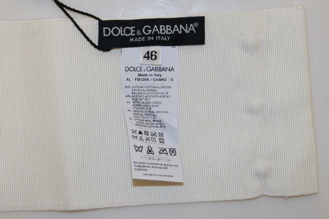 Dolce & Gabbana White Crystal Brass Wide Waist Runway Belt | Regal Royce