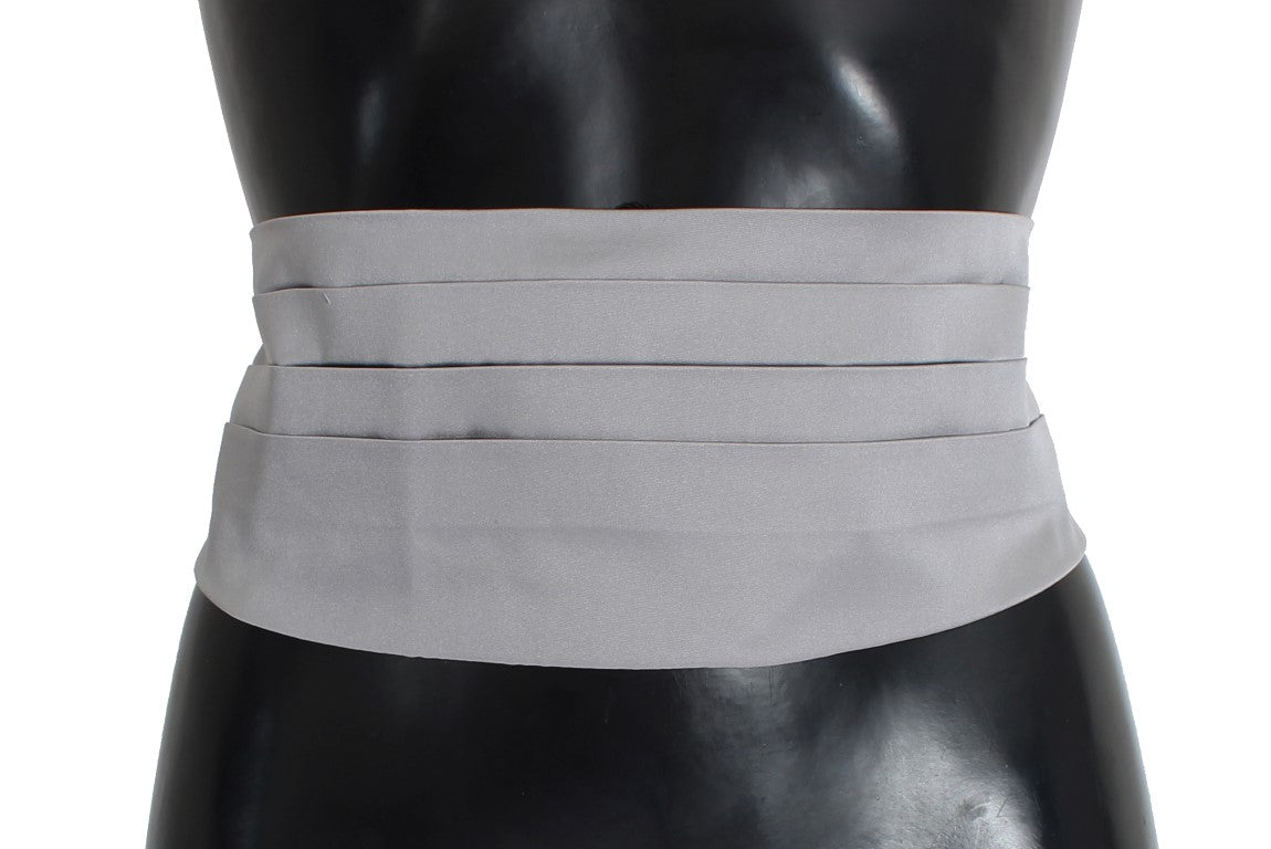 Dolce & Gabbana Gray Waist Belt Silk Cummerbund | Regal Royce