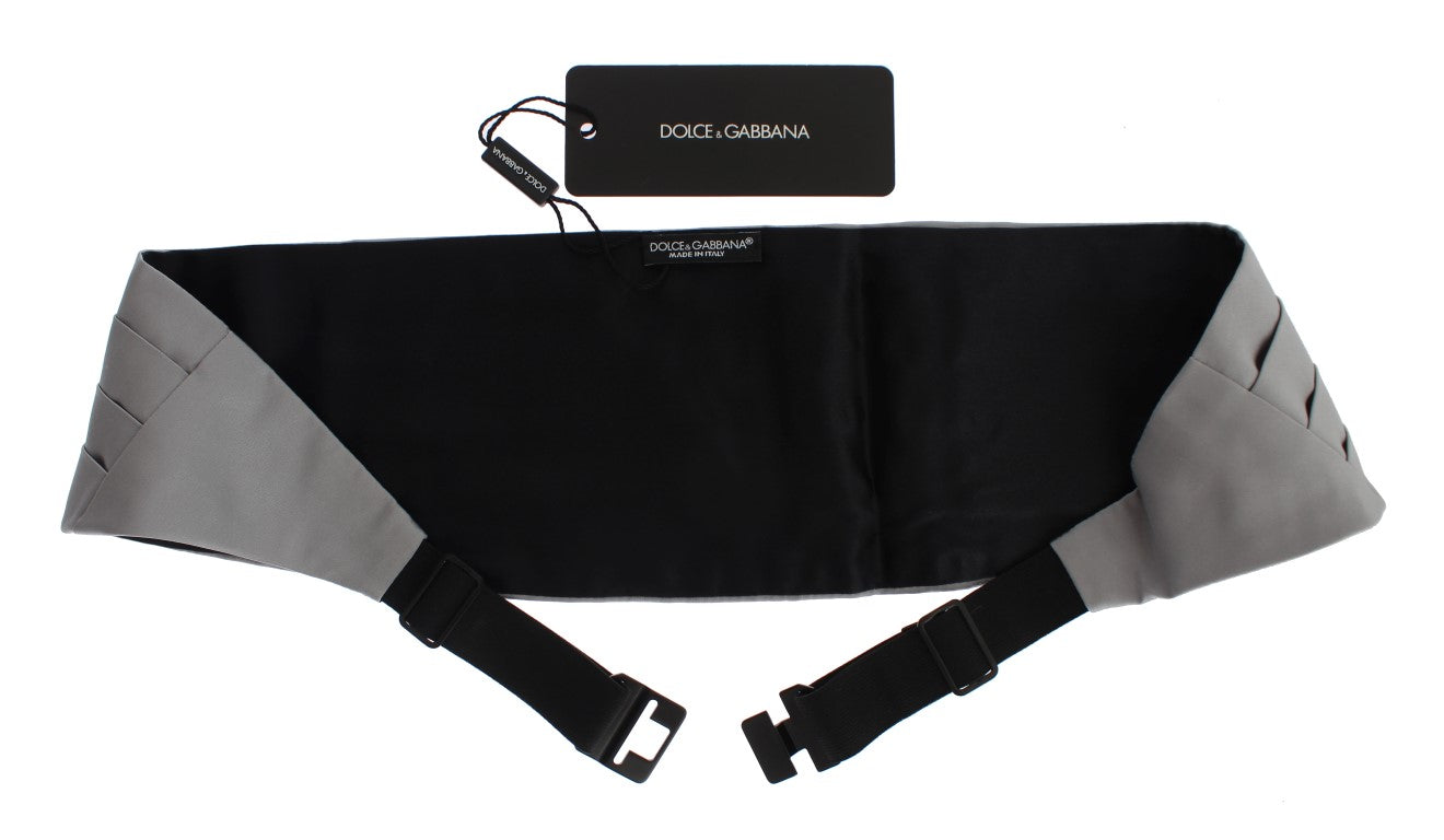 Dolce & Gabbana Gray Waist Belt Silk Cummerbund | Regal Royce