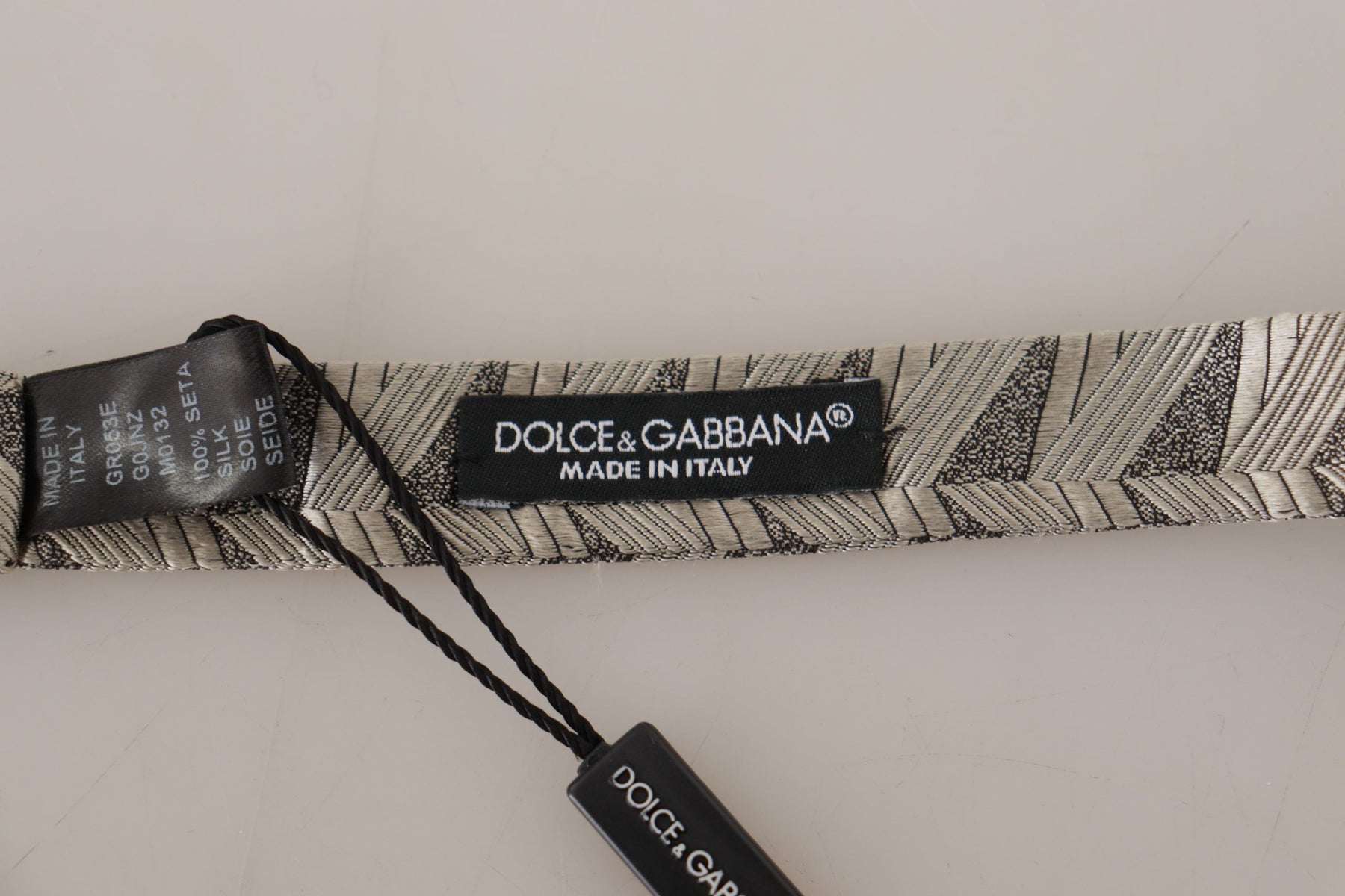 Dolce & Gabbana Gray 100% Silk Adjustable Neck Papillon Bow Tie | Regal Royce