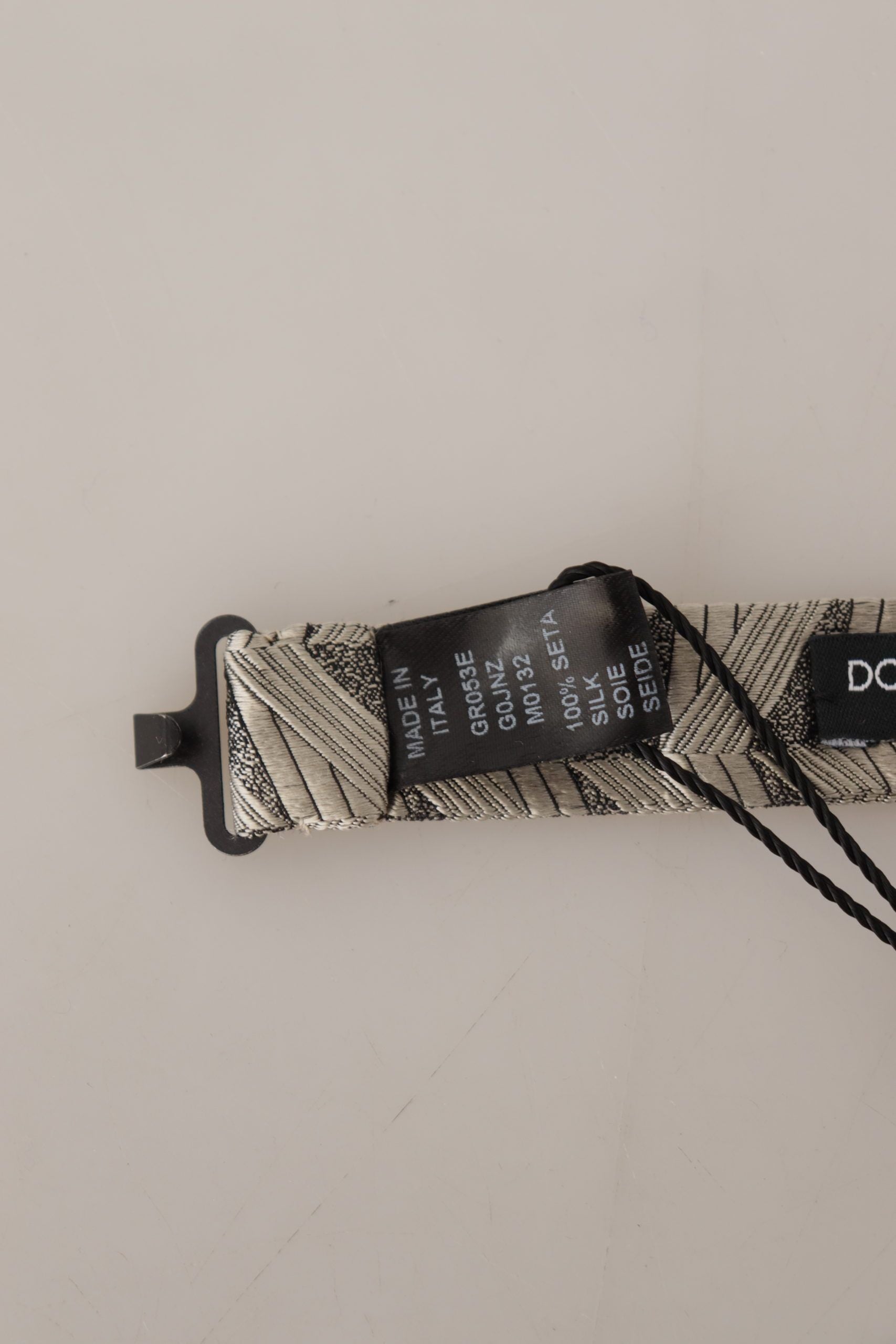 Dolce & Gabbana Gray 100% Silk Adjustable Neck Papillon Bow Tie | Regal Royce