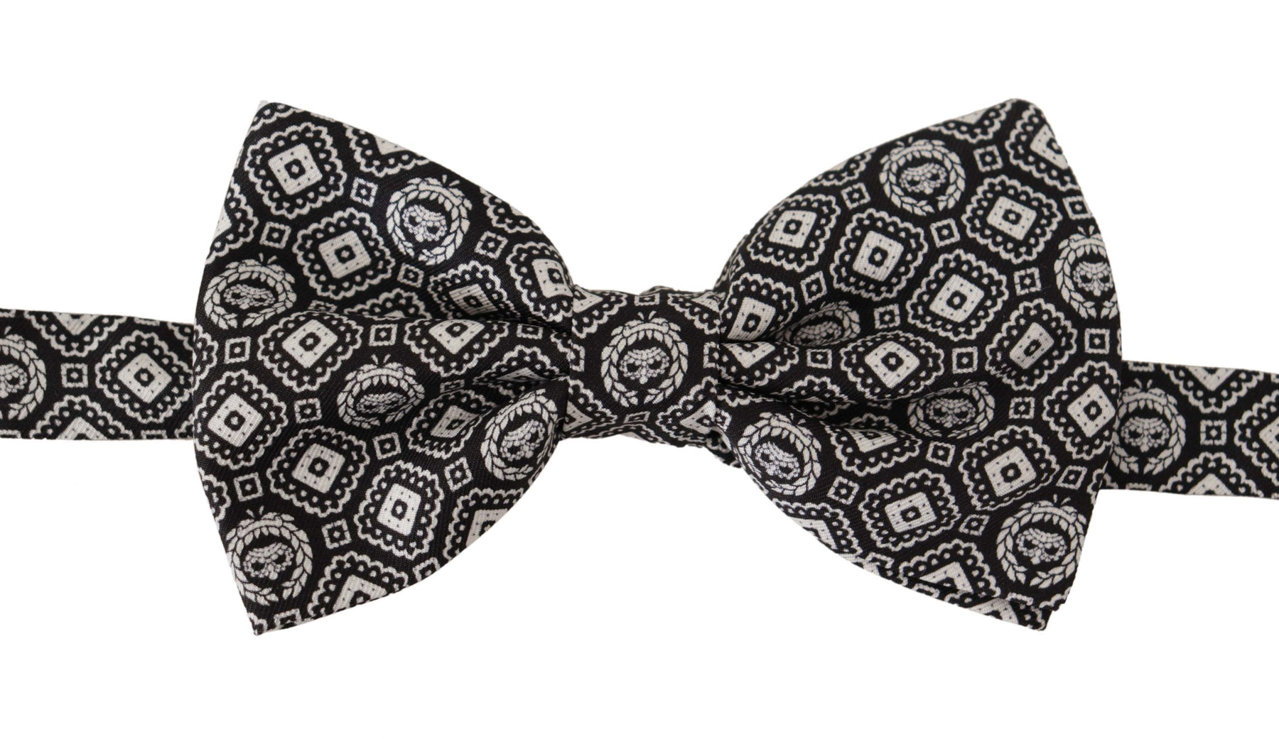 Dolce & Gabbana Black white 100% Silk Adjustable Neck Papillon Tie | Regal Royce