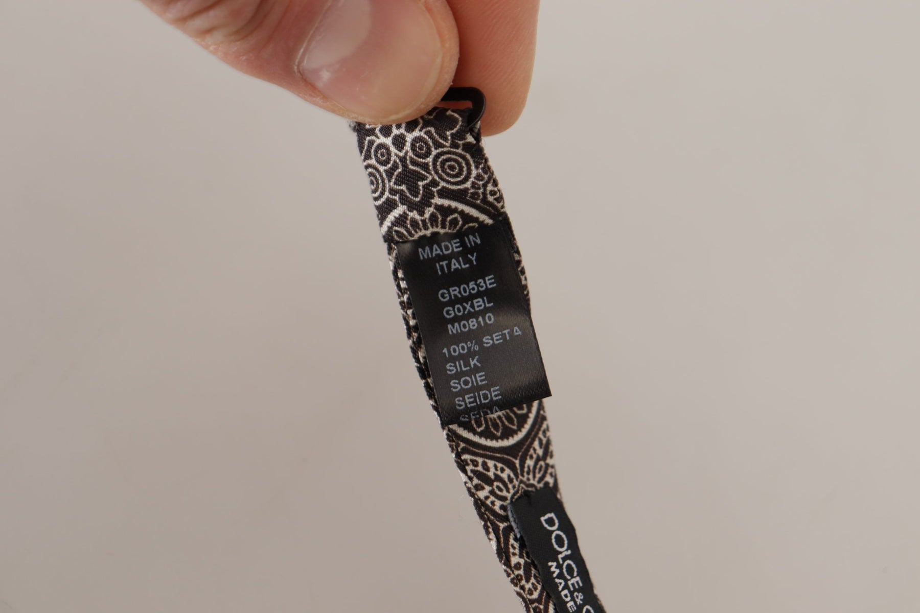 Dolce & Gabbana Black white 100% Silk Adjustable Neck Papillon Tie | Regal Royce