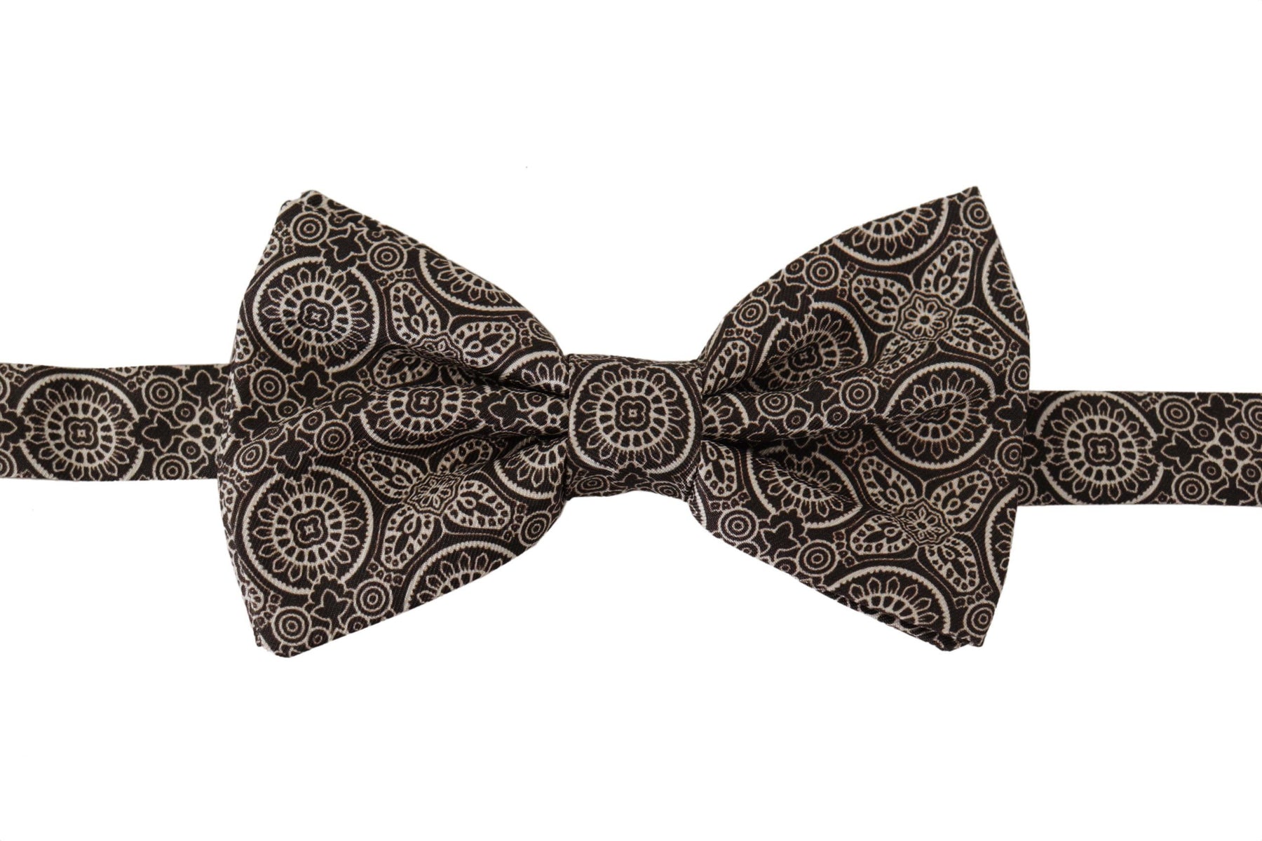 Dolce & Gabbana Black white 100% Silk Adjustable Neck Papillon Tie | Regal Royce