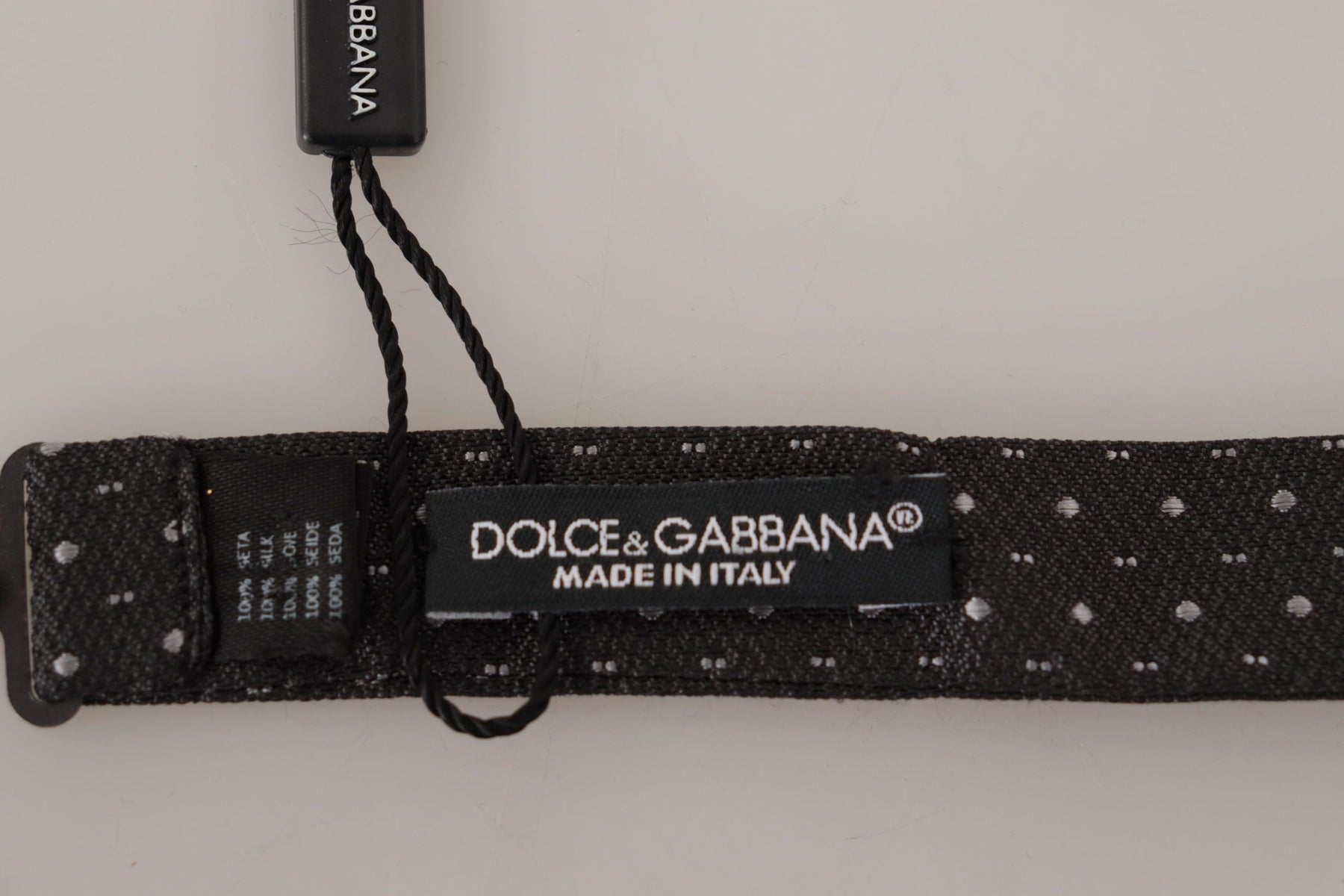 Dolce & Gabbana Gray Polka Dot 100% Silk Neck Papillon Tie | Regal Royce