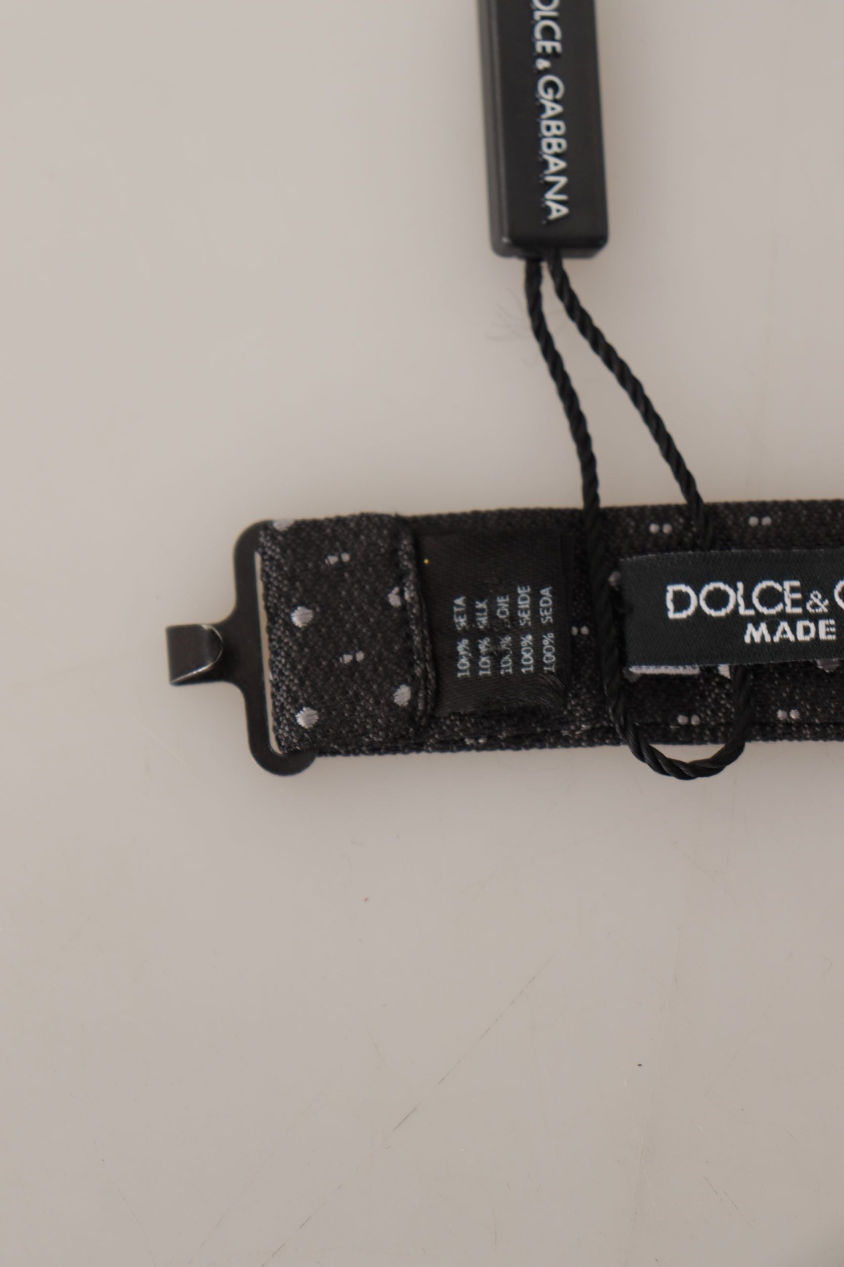 Dolce & Gabbana Gray Polka Dot 100% Silk Neck Papillon Tie | Regal Royce